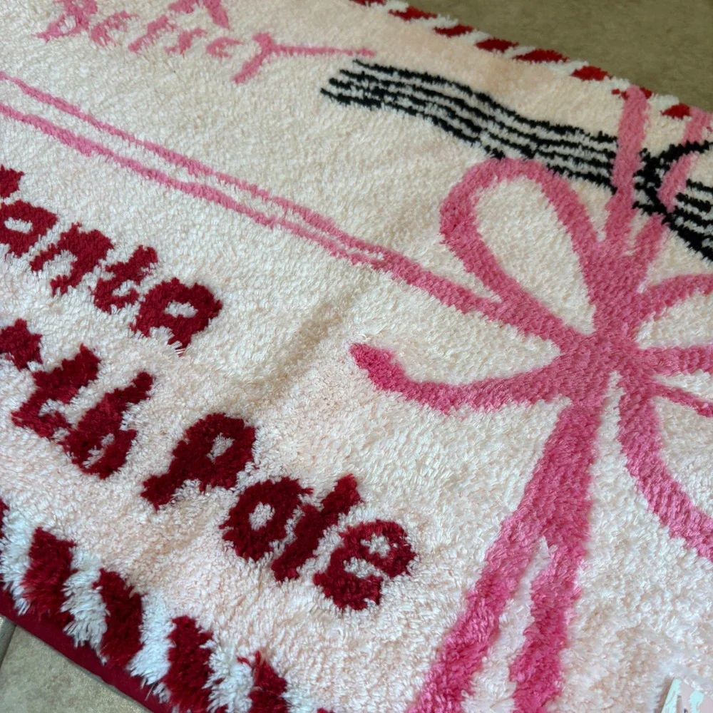 Betsey Johnson Letter to Santa Bath Rug Pink‎ Christmas Holiday Decor